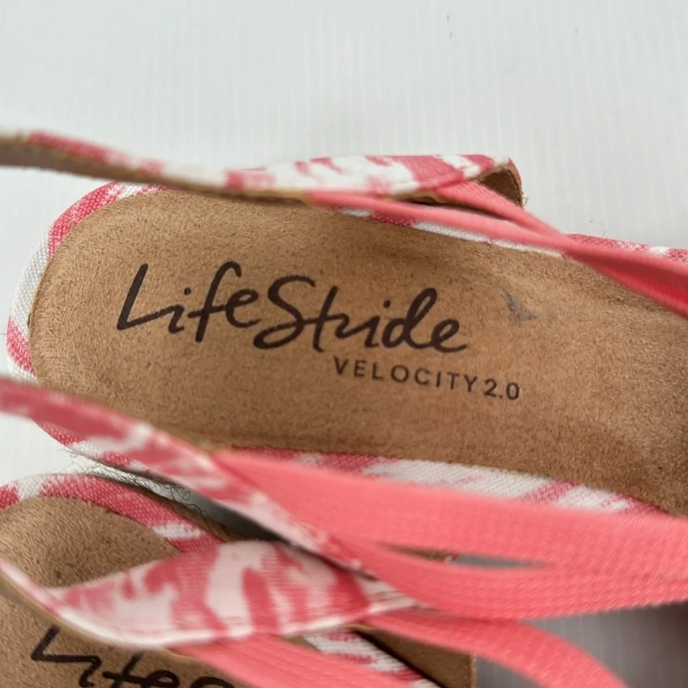 Life Stride Velocity 2.0 Katrina 2 size 7 Pink & White Espadrille New‎